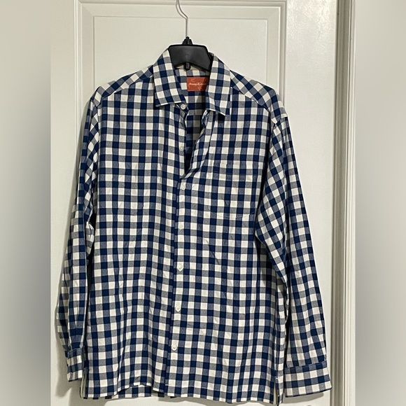Tommy Bahama Other - TOMMY BAHAMA Shirt Size L Cream and Blue Check Button Up Casual Men